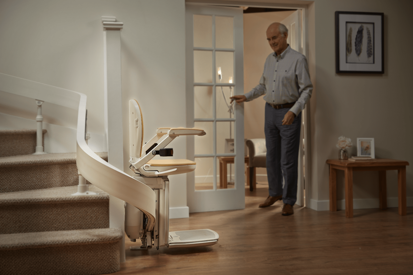 Senior man and a stairlift